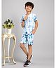 TeenTrums Cotton Knit Half Sleeves Tie Dye Coordinating Tee & Shorts Set - Blue