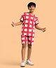 TeenTrums Cotton Knit Half Sleeves Tie Dye Coordinating Tee & Shorts Set - Red