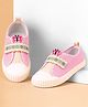 Cute Walk by Babyhug Velcro Closure Casual Shoes With Floral Embroidery & Butterfly Applique - Pink