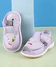 Cute Walk by Babyhug Velcro Closure Musical Sandals with Ice Cream Cherry Bunny Embroidery with Heart Print - Purple