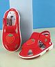Cute Walk by Babyhug Velcro Closure Musical Sandals with Strawberry Print - Red