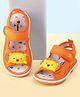 Cute Walk by Babyhug Velcro Closure Musical Sandals with Lion Applique - Orange