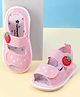 Cute Walk by Babyhug Velcro Closure Musical Sandals with Strawberry Applique - Pink