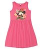 Wear Your Mind Cotton Knit Disney Featuring Sleeveless Tropical Theme Minnie Mouse Printed Dress - Hot Pink