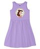Wear Your Mind Cotton Knit Disney Princess Featuring Sleeveless Belle Printed Dress -Purple