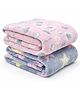 BRANDONN Single Ply Coral Star Printed Blanket Pack of 2 Star, Heart Print - Peach & Grey