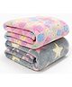 BRANDONN Single Ply Coral Printed Blanket Pack of 2 Flower, Star Print - Pink & Grey