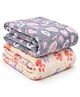 BRANDONN Single Ply Coral Printed Blanket Pack of 2 Heart, Paw Print - Grey & Cream