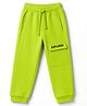 Kookie Kids India Terry Knit Full Length Joggers With Text Print - Limegreen