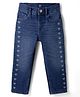 GAP Woven Full Length Mid Rise Wide Leg Jeans With Heart Print - Blue