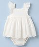 Gap Cotton Woven Sleeveless Top and Shorts Set with Checks and Floral Embroidery - White