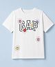 GAP Cotton Knit T-Shirt with Half Sleeves and Smiley Flower Print - White