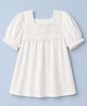 GAP Cotton Woven Regular Top with Half Sleeves and Lace Detailing in Offwhite for 2-3 Years