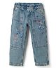 GAP Cotton Woven Light Washed Baggy Mid Rise Jeans with Textured Paint Spots - Blue