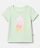 Gap Cotton Woven Top with Half Sleeves and Ice Cream Print - Green