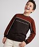 Pine Kids Cotton Knit Sweatshirt with Full Sleeves and Legendary Text Print - Brown