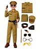 BookMyCostume Woven Full Sleeves Police Officer Theme Fancy Dress Costume Set With Gun Whistle & Belt - Khaki