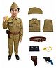 BookMyCostume Woven Full Sleeves Netaji Subhash Chandra Bose Theme Fancy Dress Costume Set With Gun Whistle & Belt - Khaki
