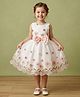 smile baby NX Net Knit Sleeveless Bow Applique Detailed Floral Embroidered Dress - Peach