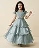 smile baby NX Tissue Woven Cap Sleeves Beads Embellished Gown - Grey