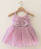 smile baby NX Tissue Knit Sleeveless Stones Embellished Glitter & Bow Applique Detailed Dress - Pink