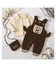 Mark & Mia Cotton Mix Full Sleeves Winter Wear Romper With Cow Print & Jacket - Brown