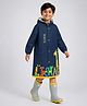 Little Surprise Box  Animals Designed Hooded Raincoat - Navy Blue