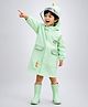 Little Surprise Box Full Sleeves Dinosaur Designed Hooded Raincoat  - Mint Green