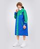 Little Surprise Box Full Sleeves Colour Blocked Hooded Raincoat - Blue