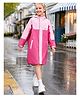 Little Surprise Box Full Sleeves Colour Blocked Hooded Raincoat - Pink