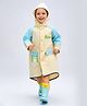 Little Surprise Box Full Sleeves Penguin Text Designed Hooded Raincoat -Peach