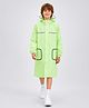 Little Surprise Box Full Sleeves Solid Hooded Raincoat - Green