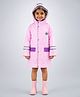 Little Surprise Box Full Sleeves Striped Hooded Raincoat - Pink