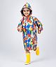 Little Surprise Box Full Sleeves Cars & Abstract Designed Hooded Raincoat - Pink & Multi Colour
