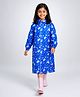Little Surprise Box Full Sleeves Unicorn Designed Hooded Raincoat - Navy Blue
