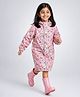 Little Surprise Box Full Sleeves Floral Designed Hooded Raincoat - Pink