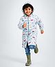 Little Surprise Box Full Sleeves Vehicles Designed Hooded Raincoat - Cream