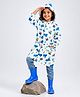 Little Surprise Box Full Sleeves Construction Theme Designed Hooded Raincoat - White