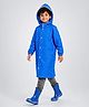Little Surprise Box Full Sleeves Gingham Checked Hooded Raincoat - Blue