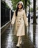 Little Surprise Box Full Sleeves Solid Hooded Trench Style Raincoat - Cream