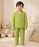 Rikidoos Cotton Woven Full Sleeves Co-Ords Shirt & Pyjama Night Suit with Flask Print - Limegreen