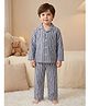 Rikidoos Cotton Woven Full Sleeves Co-Ords Shirt & Pyjama Night Suit with Stripes & Star Print - Blue