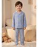Rikidoos Cotton Woven Full Sleeves Co-Ords Shirt & Pyjama Night Suit with Stripes & Lemon Print - Sky Blue