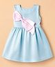 Twetoons Satin Woven Sleeveless Party Dress With Bow Applique - Aqua Blue
