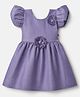 Twetoons Satin Woven Half Sleeves Satin Party Dress With Floral Applique - Lavender