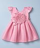 Twetoons Satin Woven Half Sleeves Satin Party Dress With Floral Applique - Peach