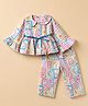 Twetoons Cotton Knit Full Sleeves Printed Top and Pant Co-Ords Set - Pink