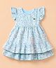 Twetoons Cotton Woven Half Sleeves Floral Printed Frock - Light Blue