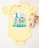 KNITROOT Cotton Knit Birthday Theme Half Sleeves 1 Month Text Printed Onesie - Yellow