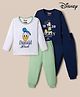 Babyhug Disney Single Jersey Knit Full Sleeves T-Shirt & Pyjama Night Suit with Mickey Mouse & Friends Graphics Pack of 2 - Navy Blue & White
